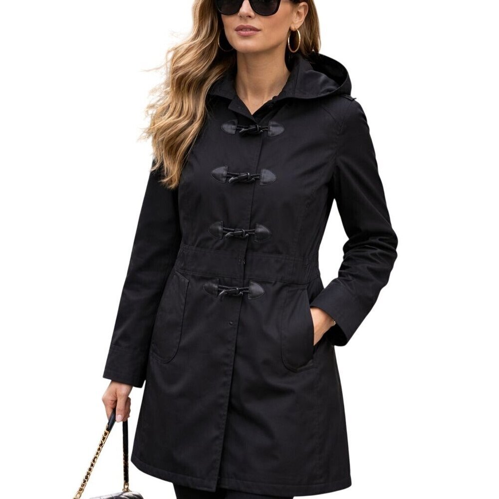 Jane Post NWT(Deadstock/Flawed) Exclusively Neiman Marcus Black Raincoat Size L
